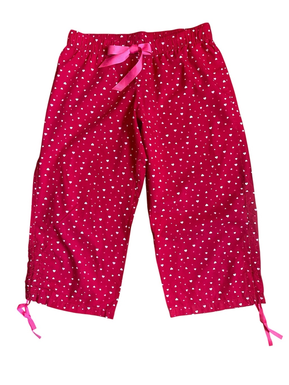 Xhilaration Red with Hot Pink & White Heart Print Pajama Capris - Picture 7 of 7